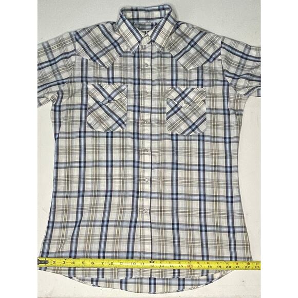 VTG Ely Cattleman Western Pearl Snap Shirt Men M Plaid Long Sleeve Cowboy Rodeo - Picture 4 of 7